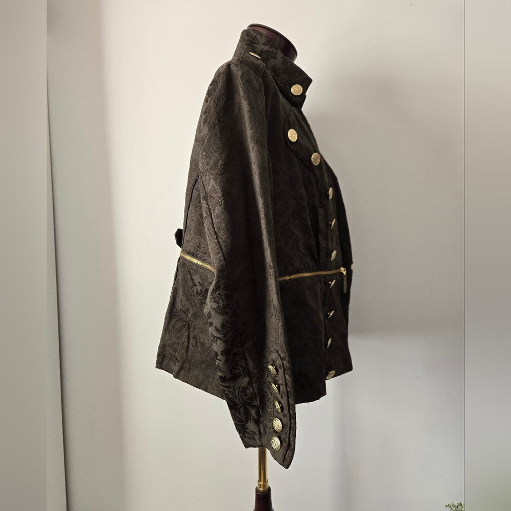JESSICA BIFFI×OPTION ELLE Green Military Jacket With Option To Crop. Size 2X/ 20 - Picture 4 of 14